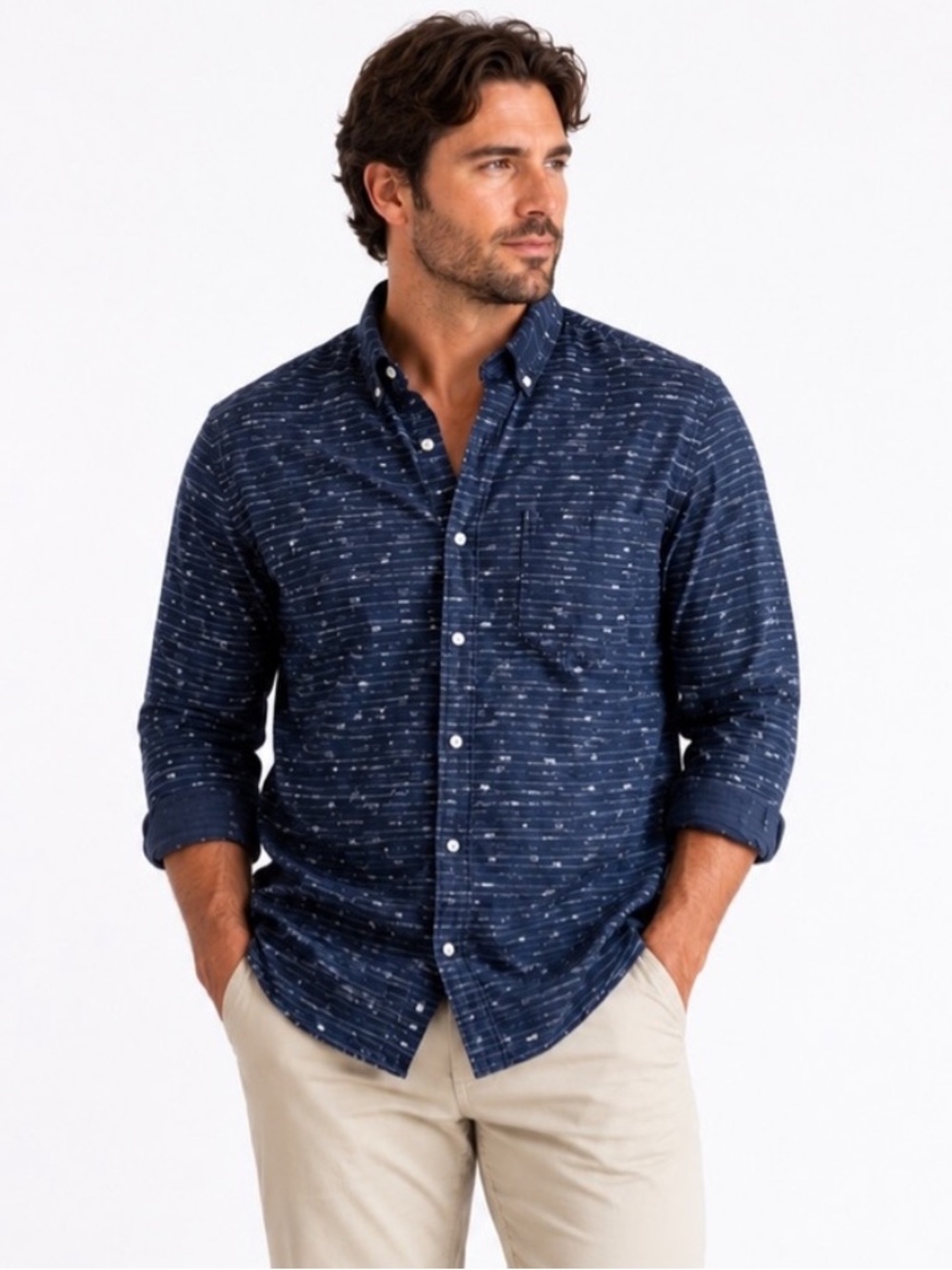 J.Crew Men's Navy Button-Down Shirt - Size XL